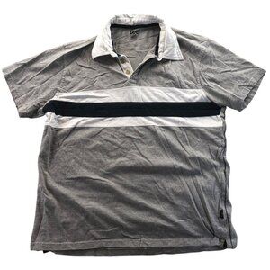 Lee Mens Polo Shirt Large Gray Striped Short Sleeve Classic Casual Cotton Blend